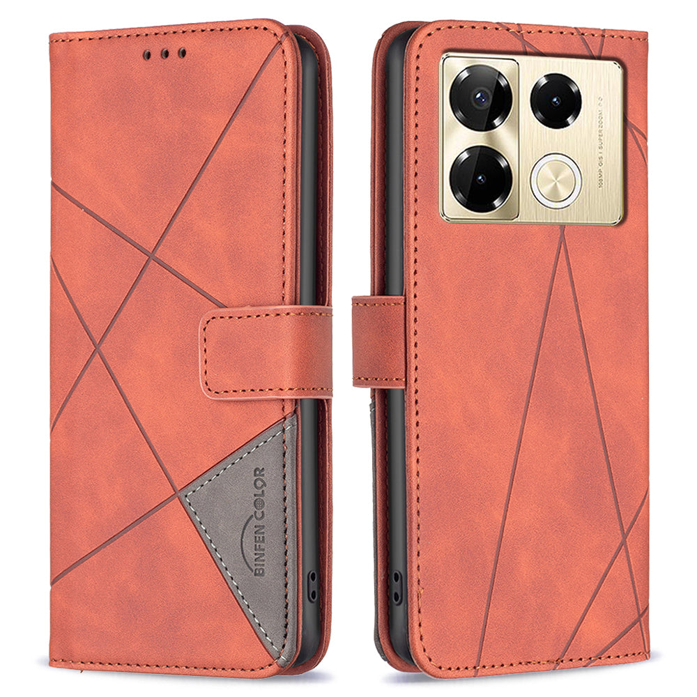 BINFEN COLOR BF05 For Transsion Infinix Note 40 Pro 4G / 5G / Note 40 Pro+ Geometric Leather Wallet Cover