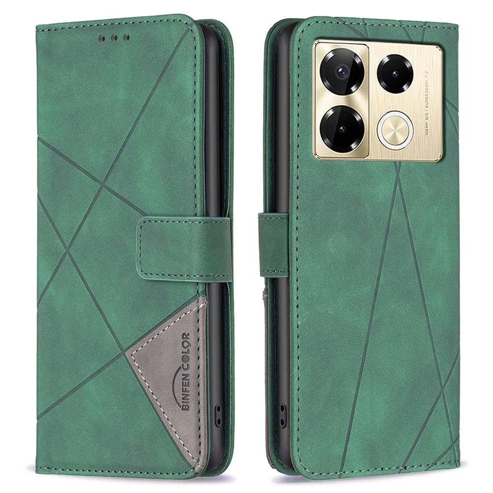 BINFEN COLOR BF05 For Transsion Infinix Note 40 Pro 4G / 5G / Note 40 Pro+ Geometric Leather Wallet Cover