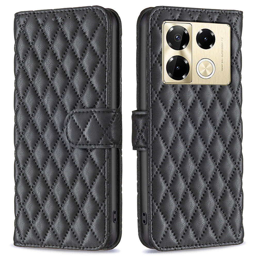 BINFEN COLOR BF Style-14 For Transsion Infinix Note 40 Pro 4G / 5G / 40 Pro+ Wallet Phone Case Rhombus Grid PU Leather Cover