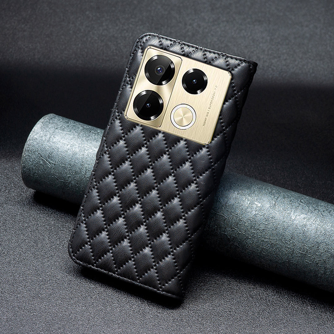 BINFEN COLOR BF Style-14 For Transsion Infinix Note 40 Pro 4G / 5G / 40 Pro+ Wallet Phone Case Rhombus Grid PU Leather Cover
