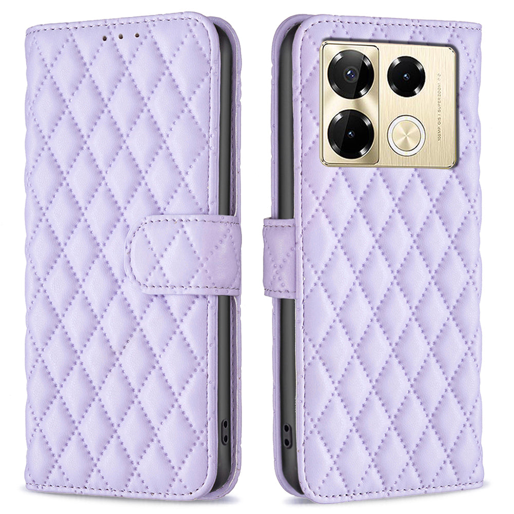 BINFEN COLOR BF Style-14 For Transsion Infinix Note 40 Pro 4G / 5G / 40 Pro+ Wallet Phone Case Rhombus Grid PU Leather Cover