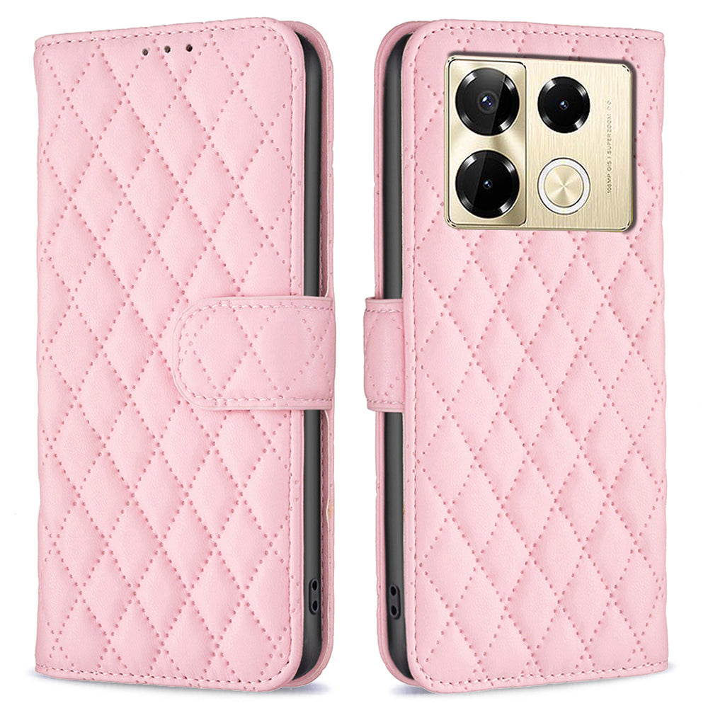 BINFEN COLOR BF Style-14 For Transsion Infinix Note 40 Pro 4G / 5G / 40 Pro+ Wallet Phone Case Rhombus Grid PU Leather Cover