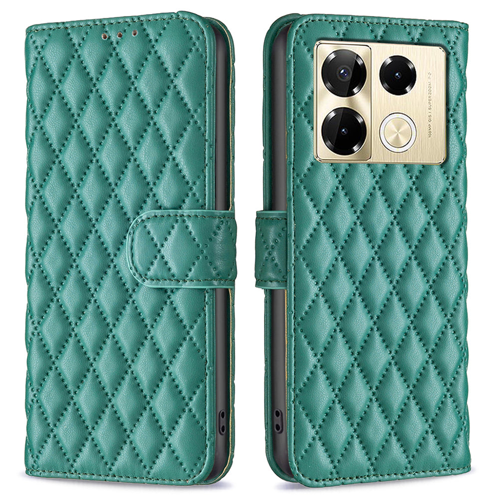 BINFEN COLOR BF Style-14 For Transsion Infinix Note 40 Pro 4G / 5G / 40 Pro+ Wallet Phone Case Rhombus Grid PU Leather Cover