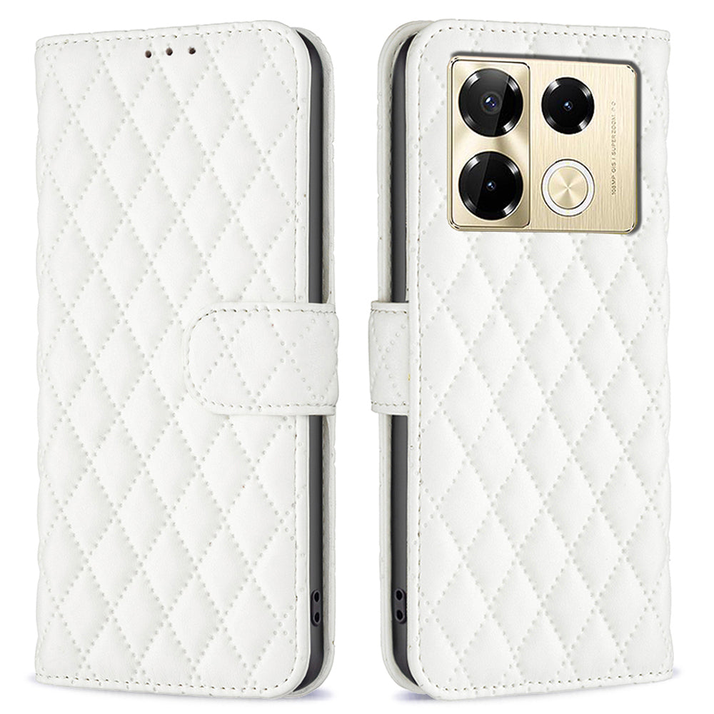 BINFEN COLOR BF Style-14 For Transsion Infinix Note 40 Pro 4G / 5G / 40 Pro+ Wallet Phone Case Rhombus Grid PU Leather Cover