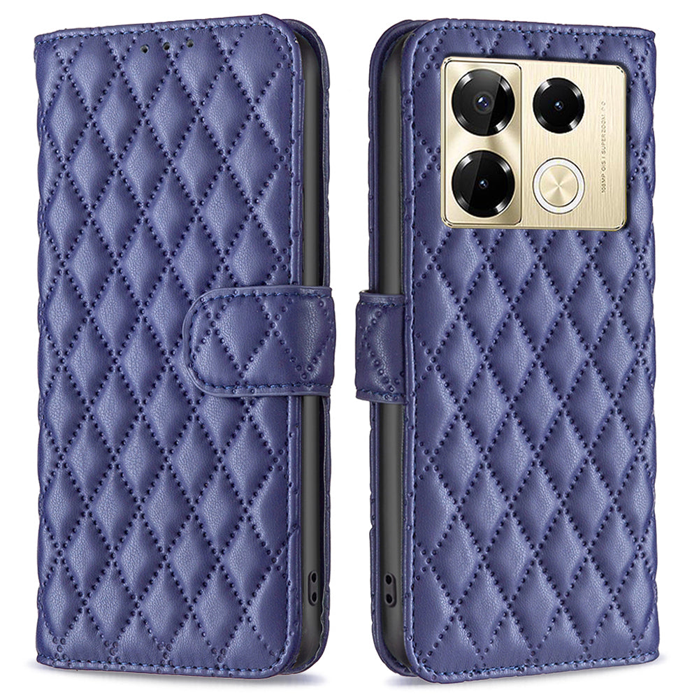 BINFEN COLOR BF Style-14 For Transsion Infinix Note 40 Pro 4G / 5G / 40 Pro+ Wallet Phone Case Rhombus Grid PU Leather Cover