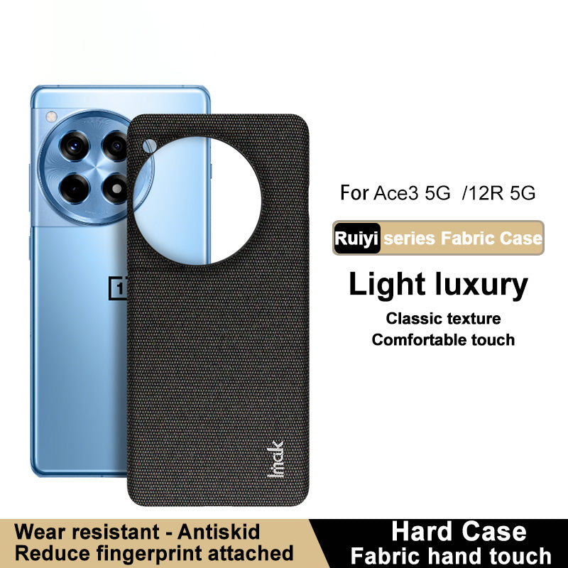 IMAK Ruiyi Series for OnePlus Ace 3 5G / 12R 5G Case Cloth Texture Leather Coated PC Hard Protective Phone Cover