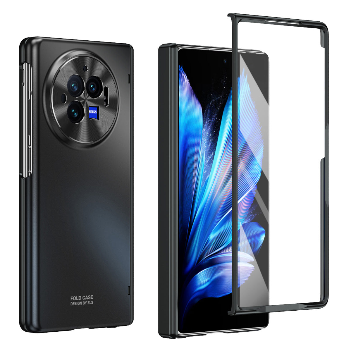 For vivo X Fold3 Case with Tempered Glass Screen Protector PU Leather Coated PC Phone Shell