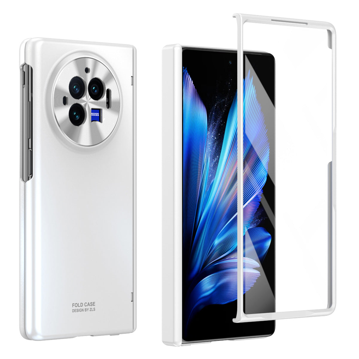 For vivo X Fold3 Case with Tempered Glass Screen Protector PU Leather Coated PC Phone Shell
