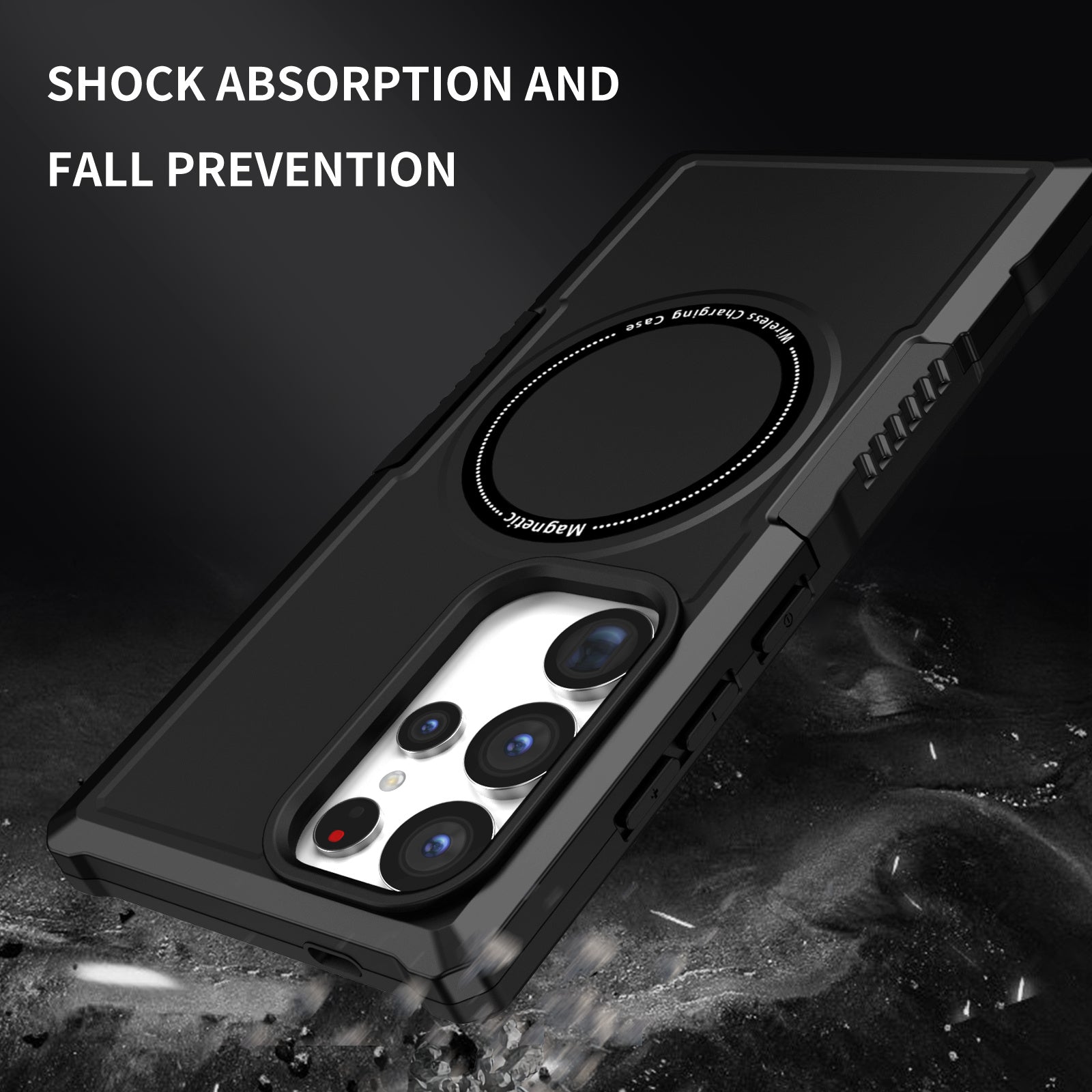 For Samsung Galaxy S24 Ultra Case Hard PC + Soft TPU Anti-Drop Phone Cover Compatible with MagSafe