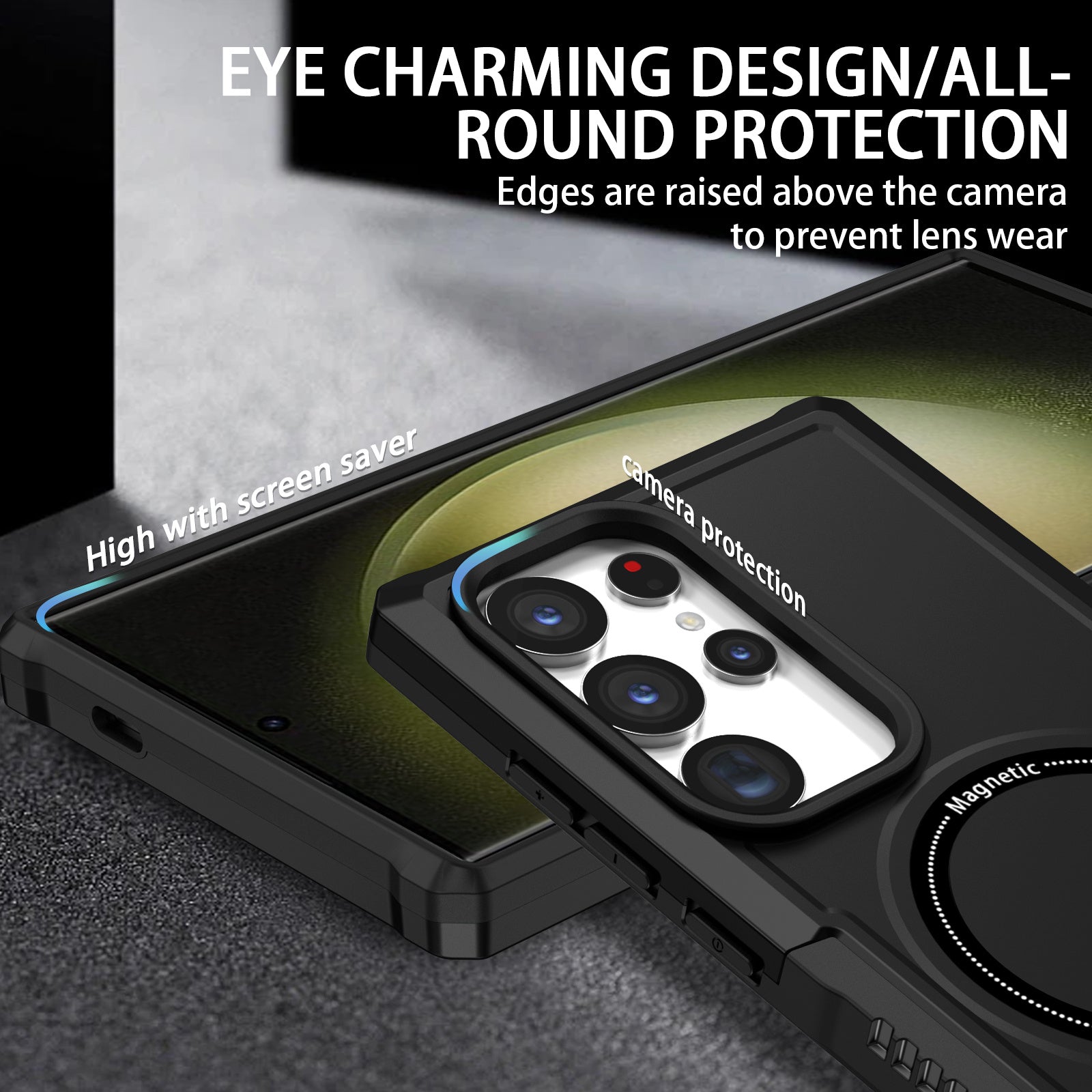 For Samsung Galaxy S24 Ultra Case Hard PC + Soft TPU Anti-Drop Phone Cover Compatible with MagSafe