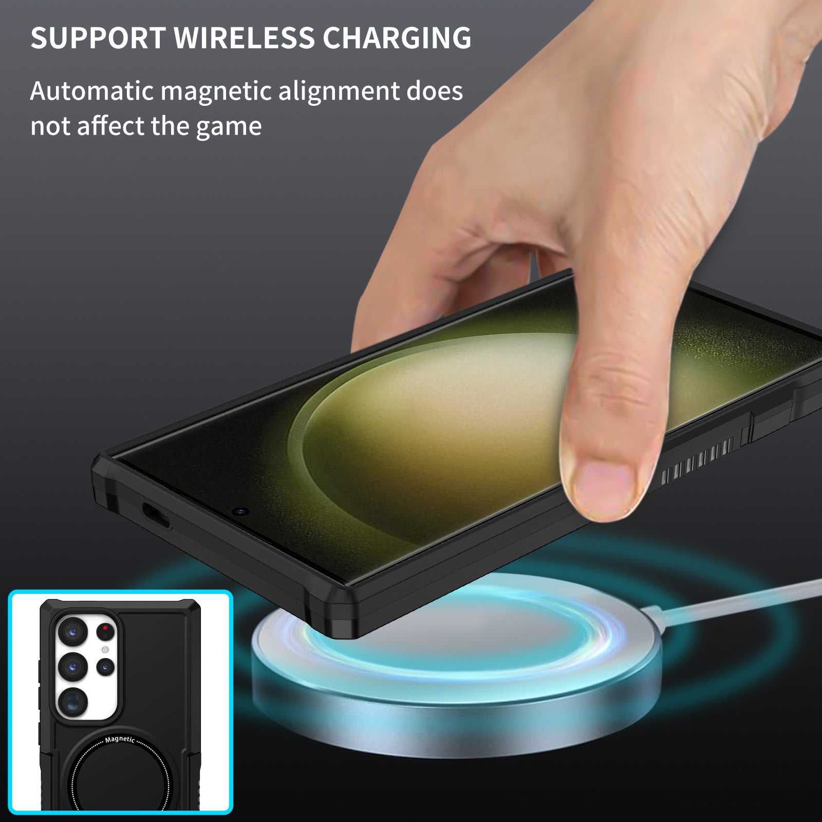 For Samsung Galaxy S24 Ultra Case Hard PC + Soft TPU Anti-Drop Phone Cover Compatible with MagSafe