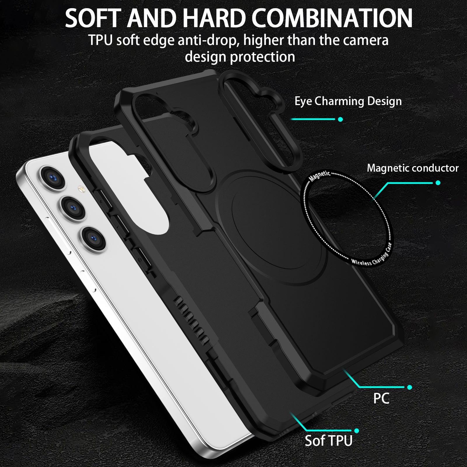 For Samsung Galaxy S24+ Magnetic Case PC + TPU Scratch-Resistant Back Cover