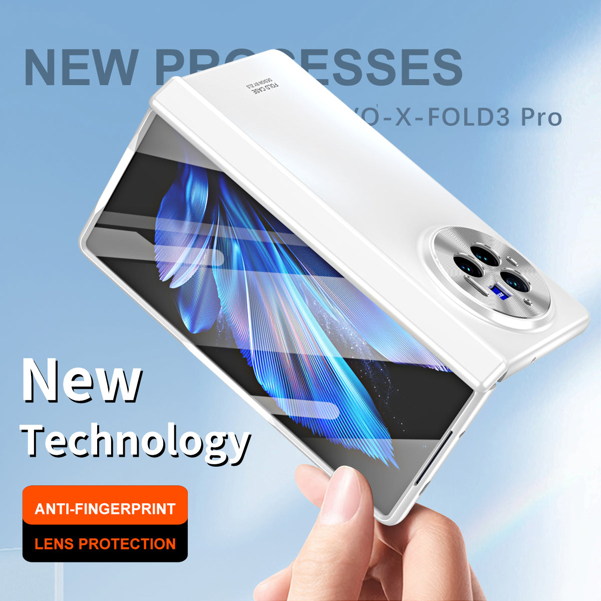 For vivo X Fold3 Pro Case PU Leather Coated PC Phone Cover with Tempered Glass Screen Film