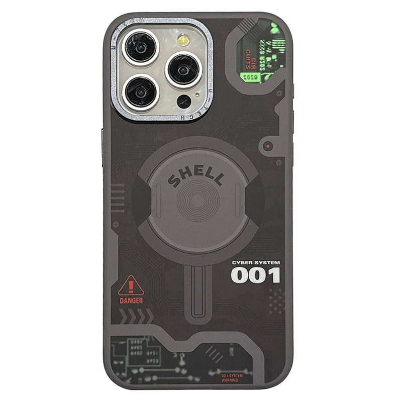 For iPhone 14 Pro Max Case Electronic Board Pattern PC+TPU Phone Cover Magnetic Shell
