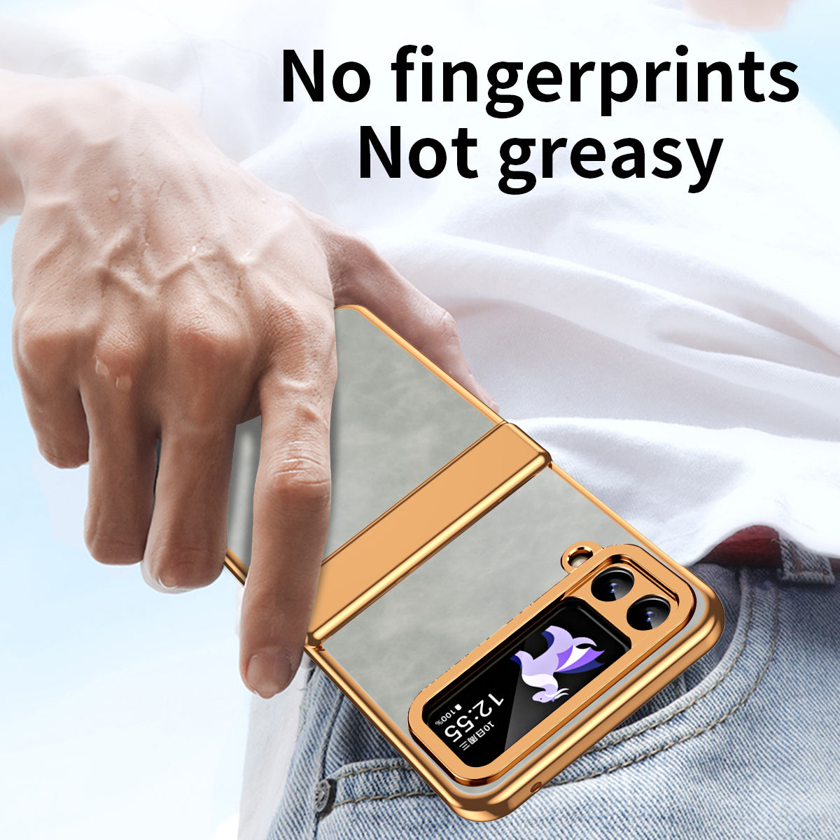 For Samsung Galaxy Z Flip4 5G Folding Phone Case Leather+PC Cover with Hinge Design
