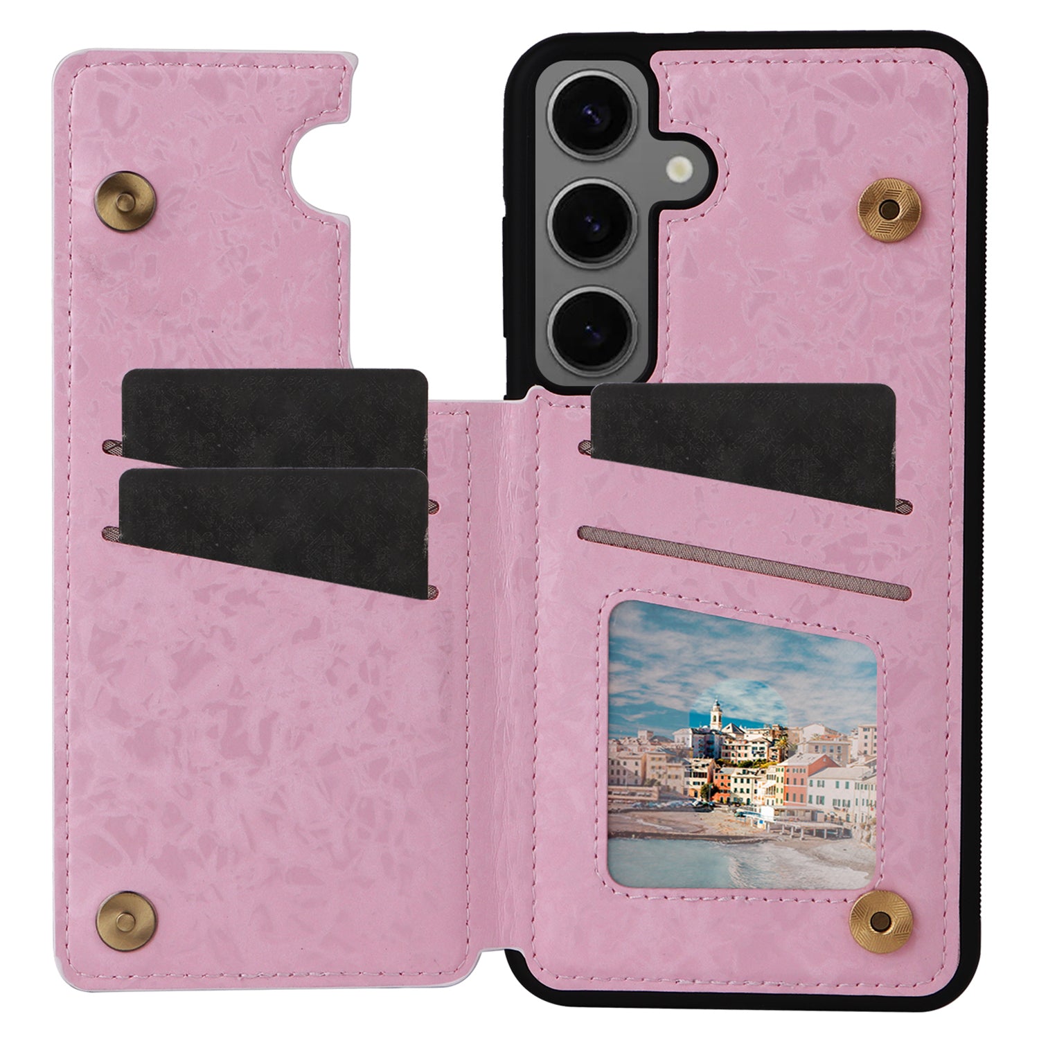 For Samsung Galaxy S24+ Case Card Slots Kickstand PU Leather Flower Pattern Back Cover