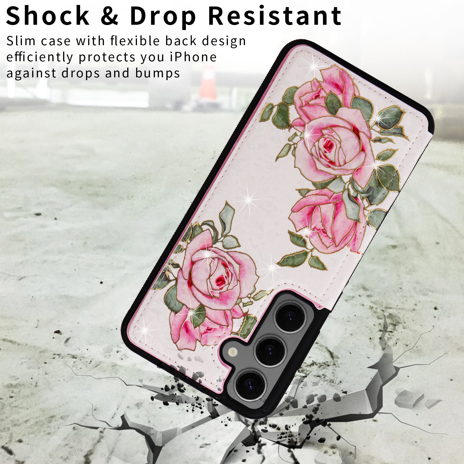 For Samsung Galaxy S24+ Case Card Slots Kickstand PU Leather Flower Pattern Back Cover
