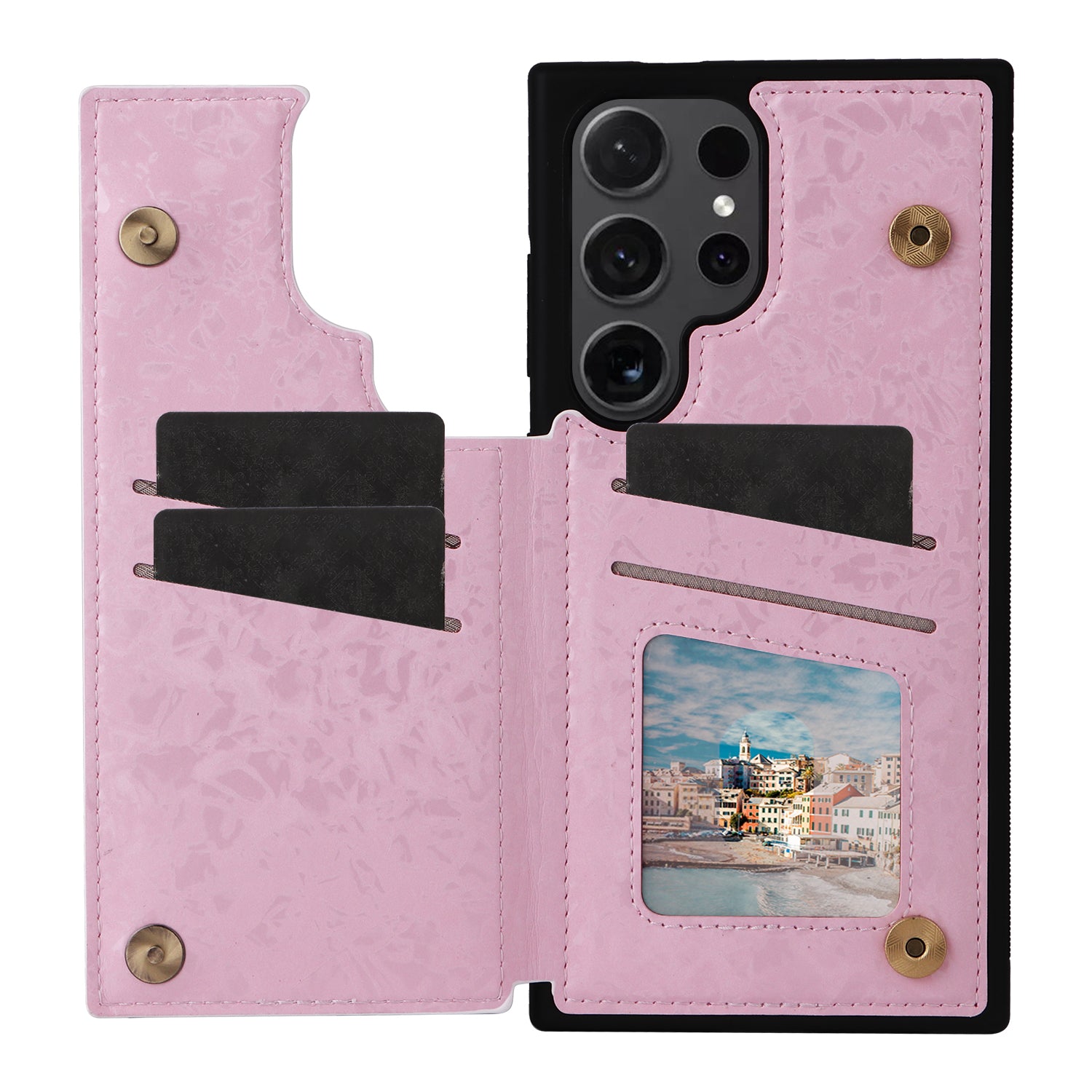 For Samsung Galaxy S24 Ultra Case PU Leather+TPU Flower Pattern Phone Cover with Dual Magnetic Clasp