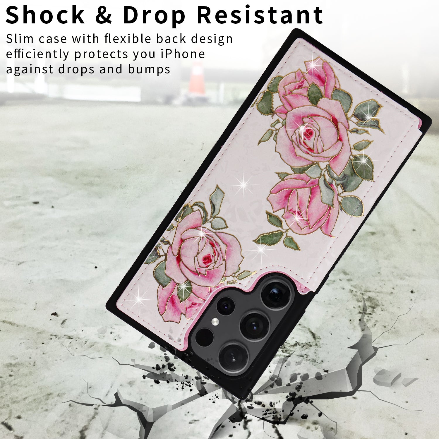 For Samsung Galaxy S24 Ultra Case PU Leather+TPU Flower Pattern Phone Cover with Dual Magnetic Clasp