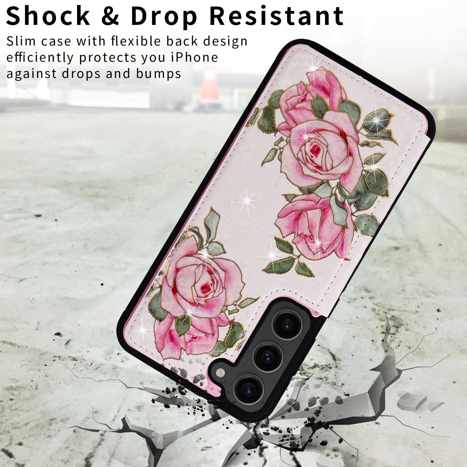 For Samsung Galaxy S23+ Case Card Slots RFID Blocking PU+TPU Kickstand Phone Cover