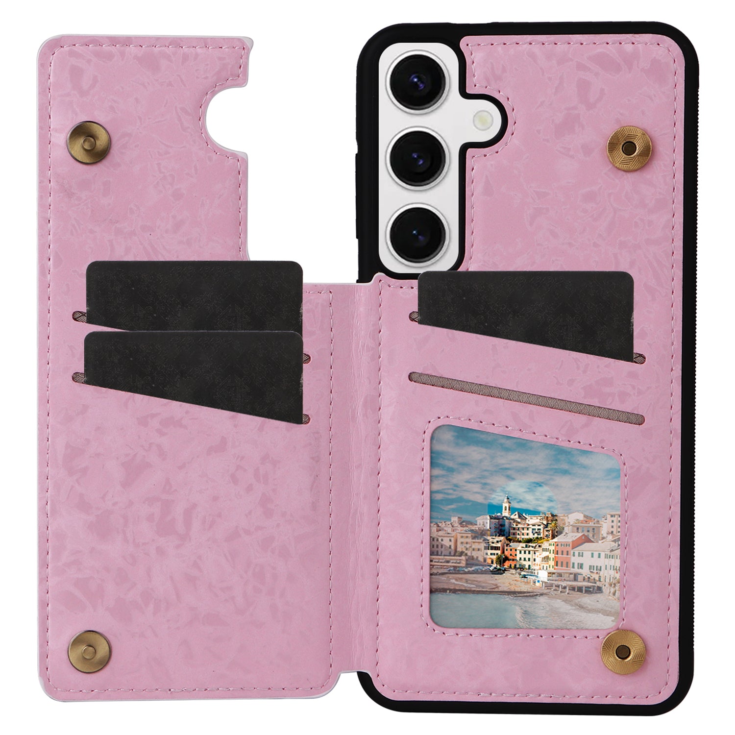 For Samsung Galaxy S24 Case RFID Blocking PU+TPU Kickstand Phone Cover with Card Slots