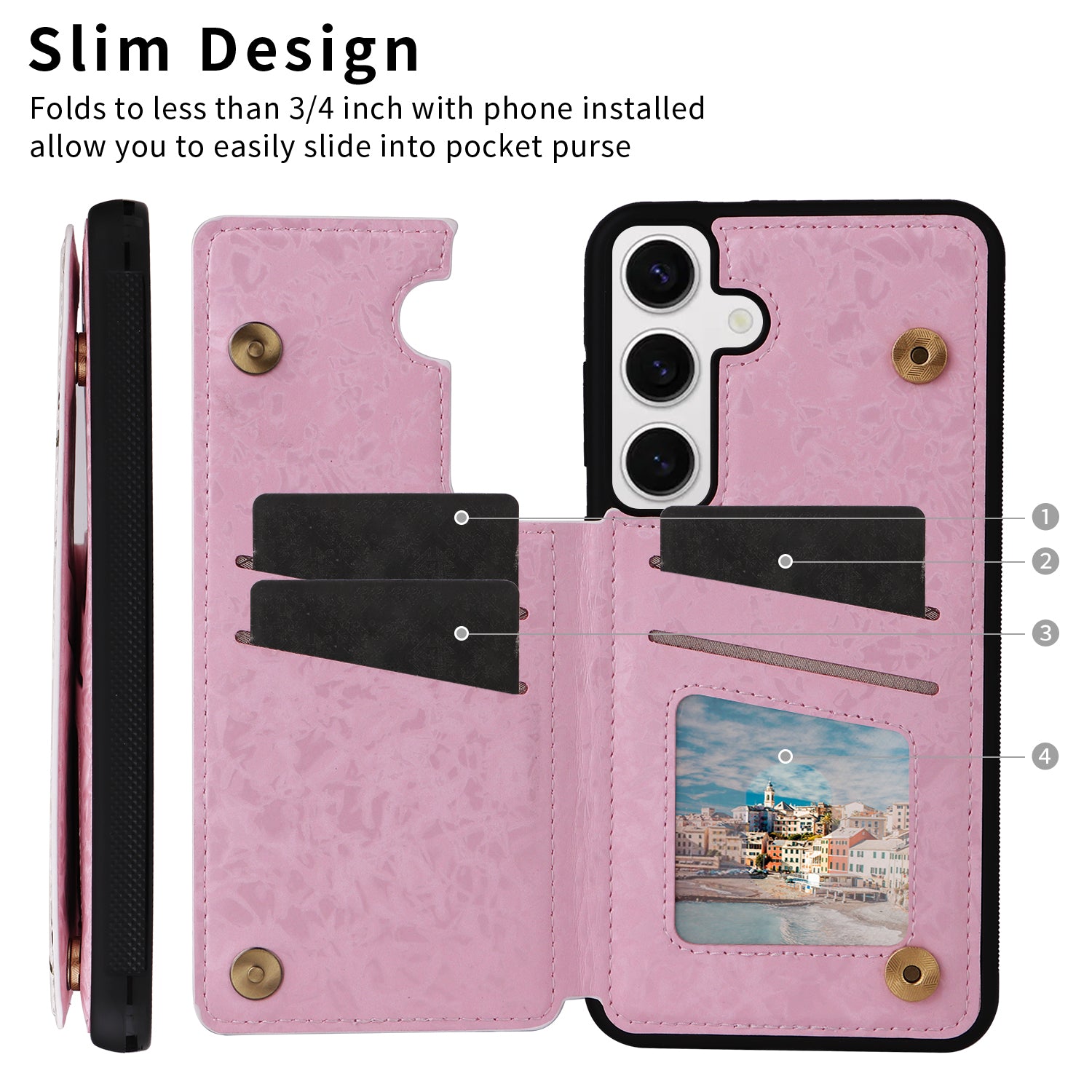 For Samsung Galaxy S24 Case RFID Blocking PU+TPU Kickstand Phone Cover with Card Slots