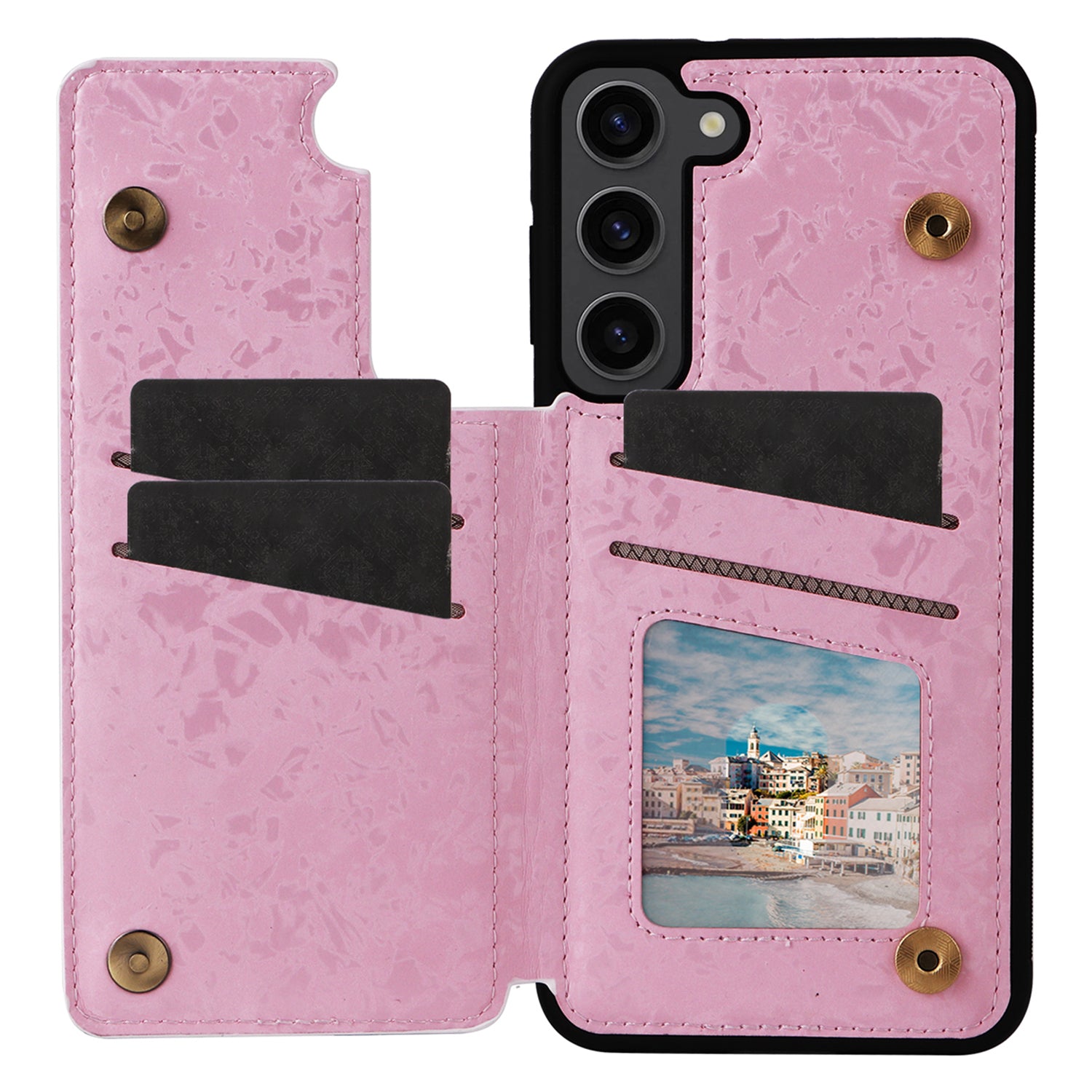 For Samsung Galaxy S23 Case Pattern Printing Kickstand Card Slots Phone Back Shell
