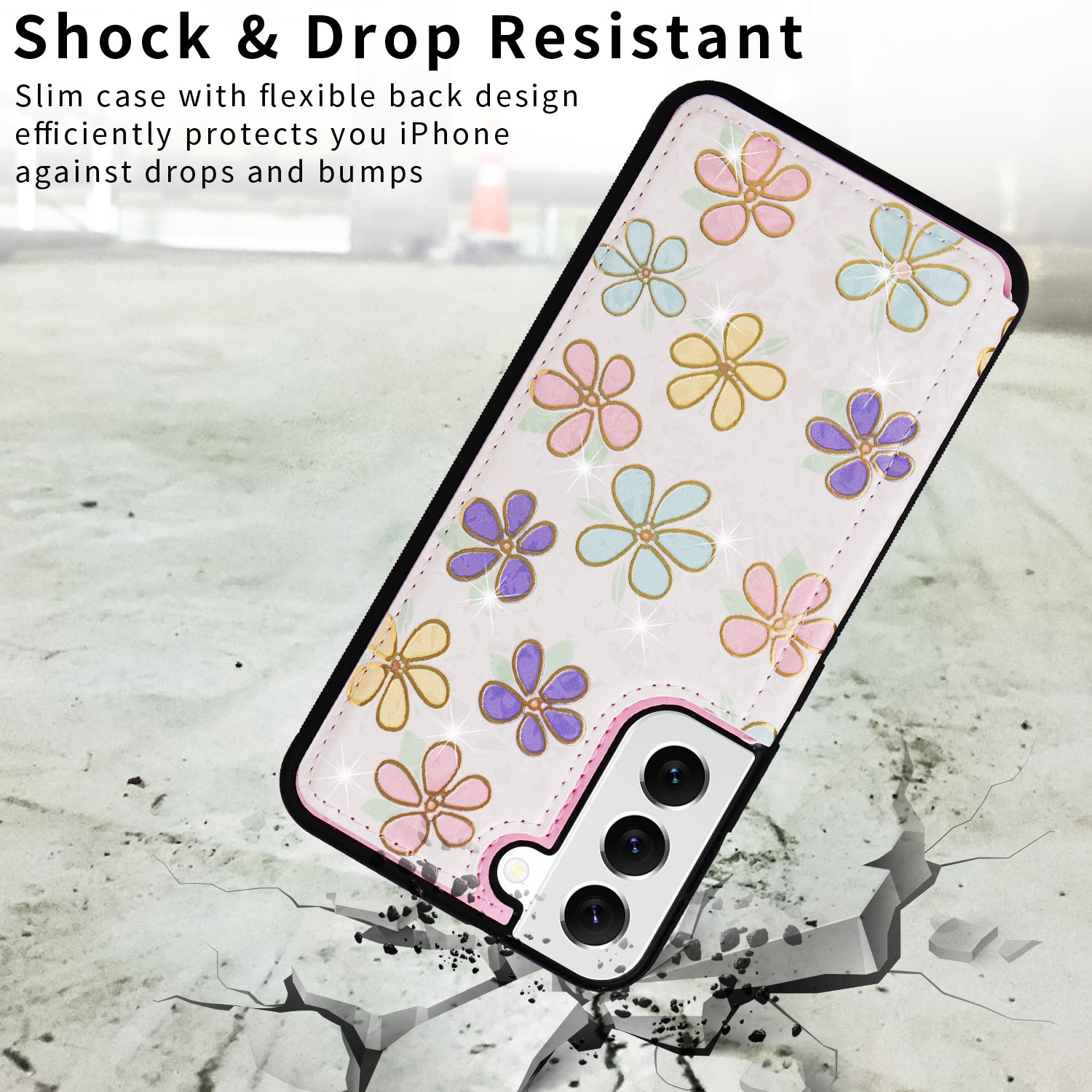 For Samsung Galaxy S22 5G Pattern Printing Case Kickstand Card Slots Phone Back Shell