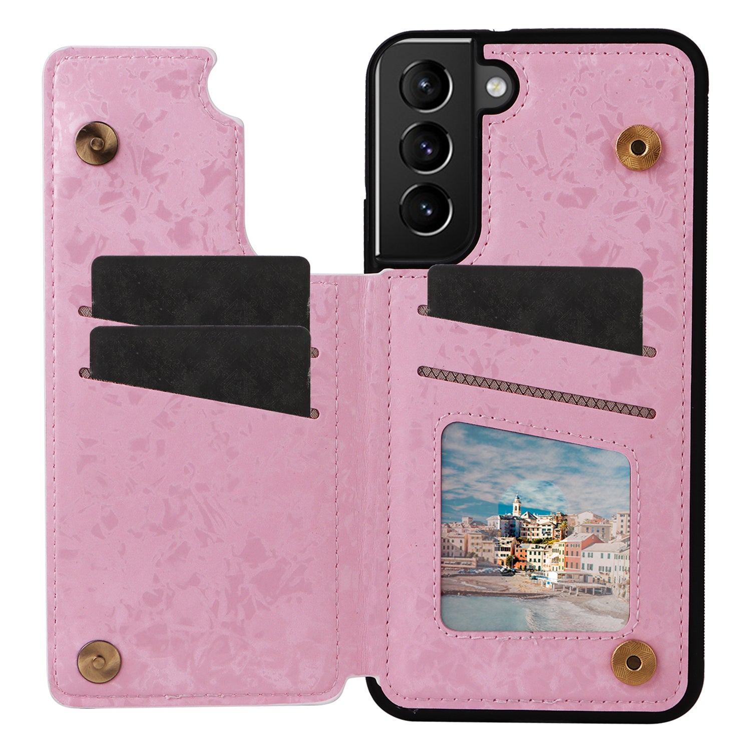 For Samsung Galaxy S21+ 5G Kickstand Case Pattern Printing Card Slots Phone Back Shell