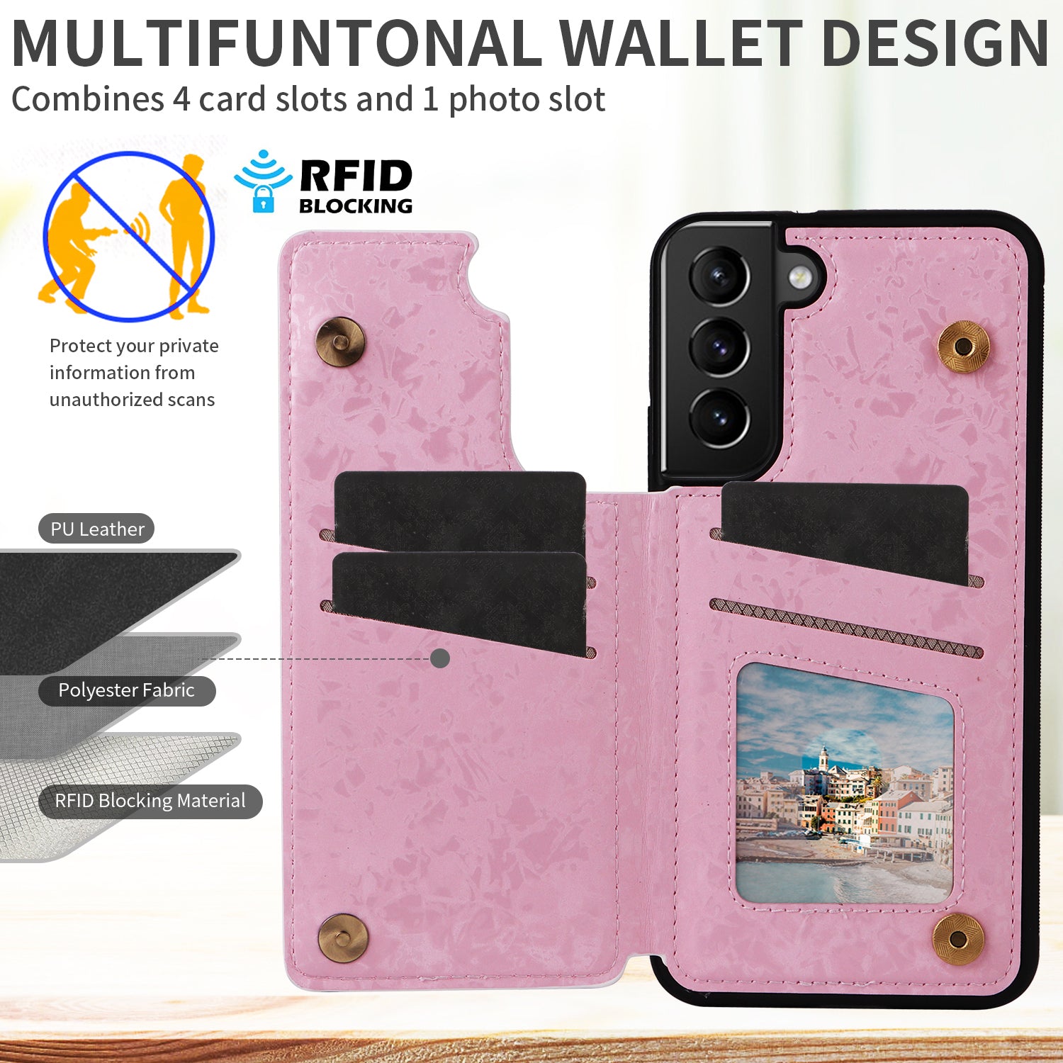 For Samsung Galaxy S21+ 5G Kickstand Case Pattern Printing Card Slots Phone Back Shell