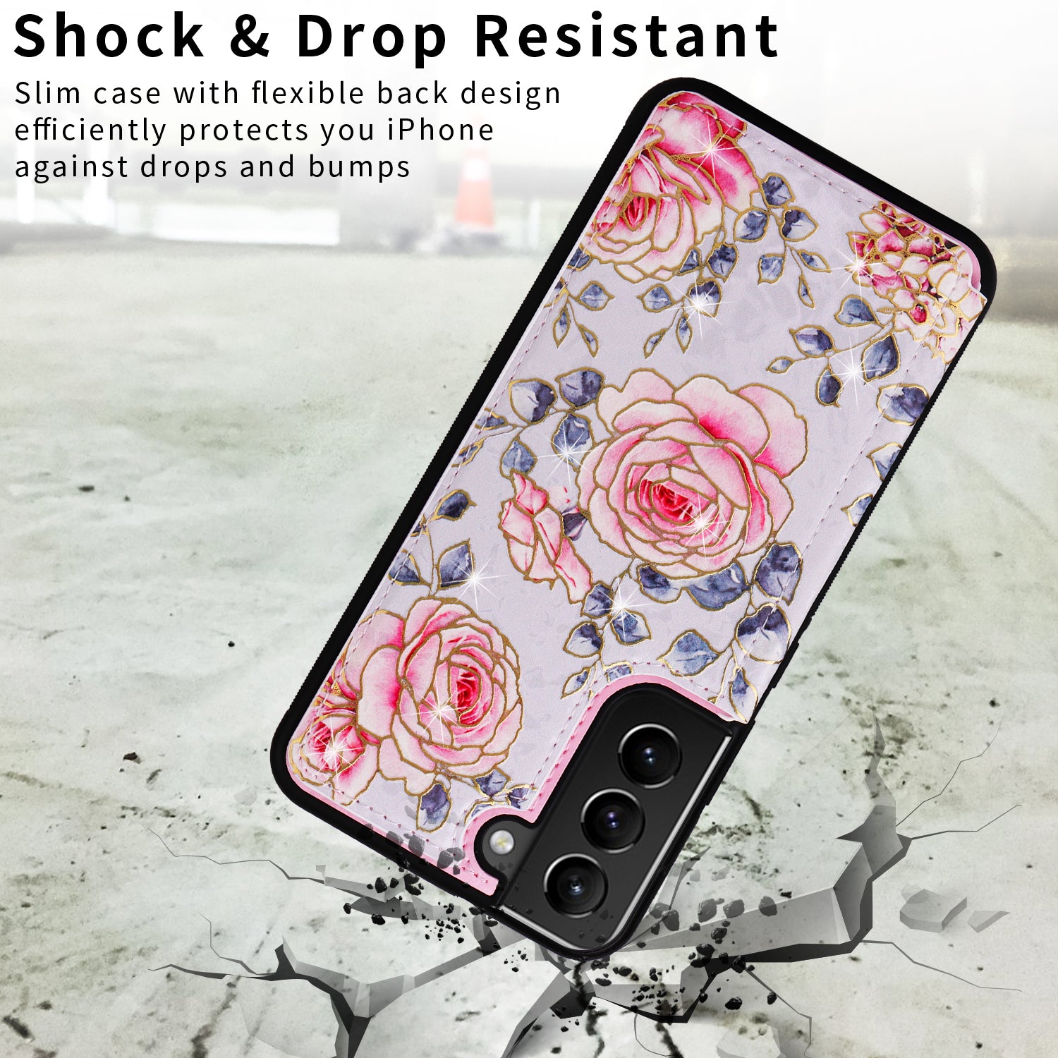 For Samsung Galaxy S21+ 5G Kickstand Case Pattern Printing Card Slots Phone Back Shell