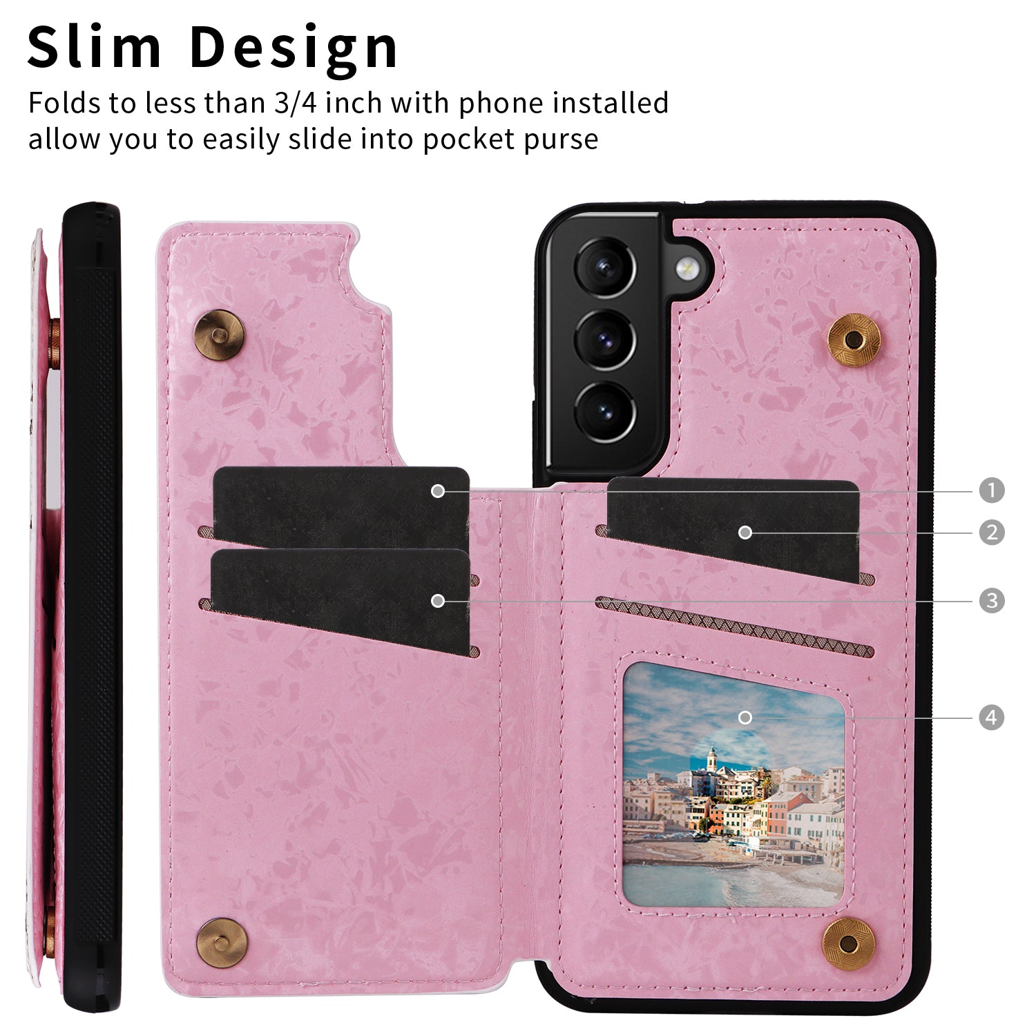 For Samsung Galaxy S21+ 5G Kickstand Case Pattern Printing Card Slots Phone Back Shell