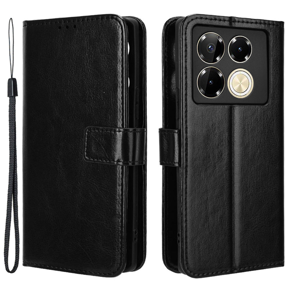 For Transsion Infinix Note 40 Pro 4G X6850 Case PU Leather Crazy Horse Texture Anti-drop Phone Cover