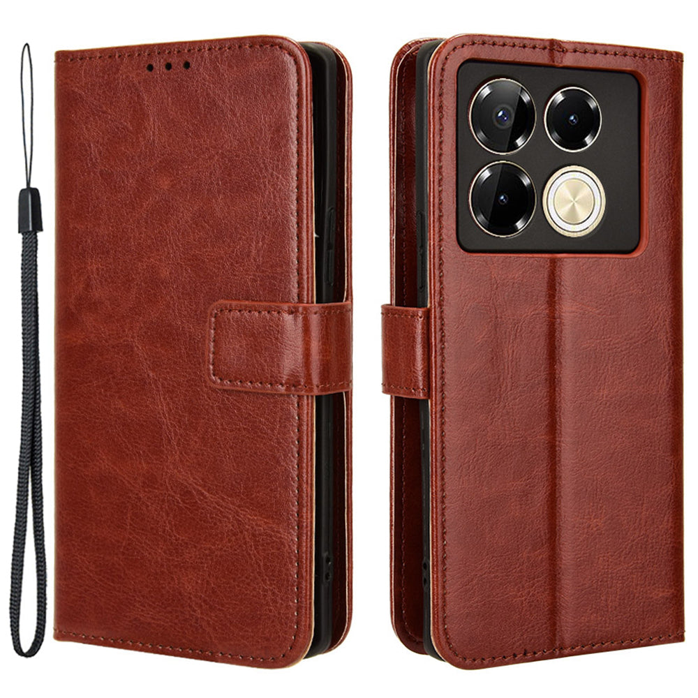 For Transsion Infinix Note 40 Pro 4G X6850 Case PU Leather Crazy Horse Texture Anti-drop Phone Cover