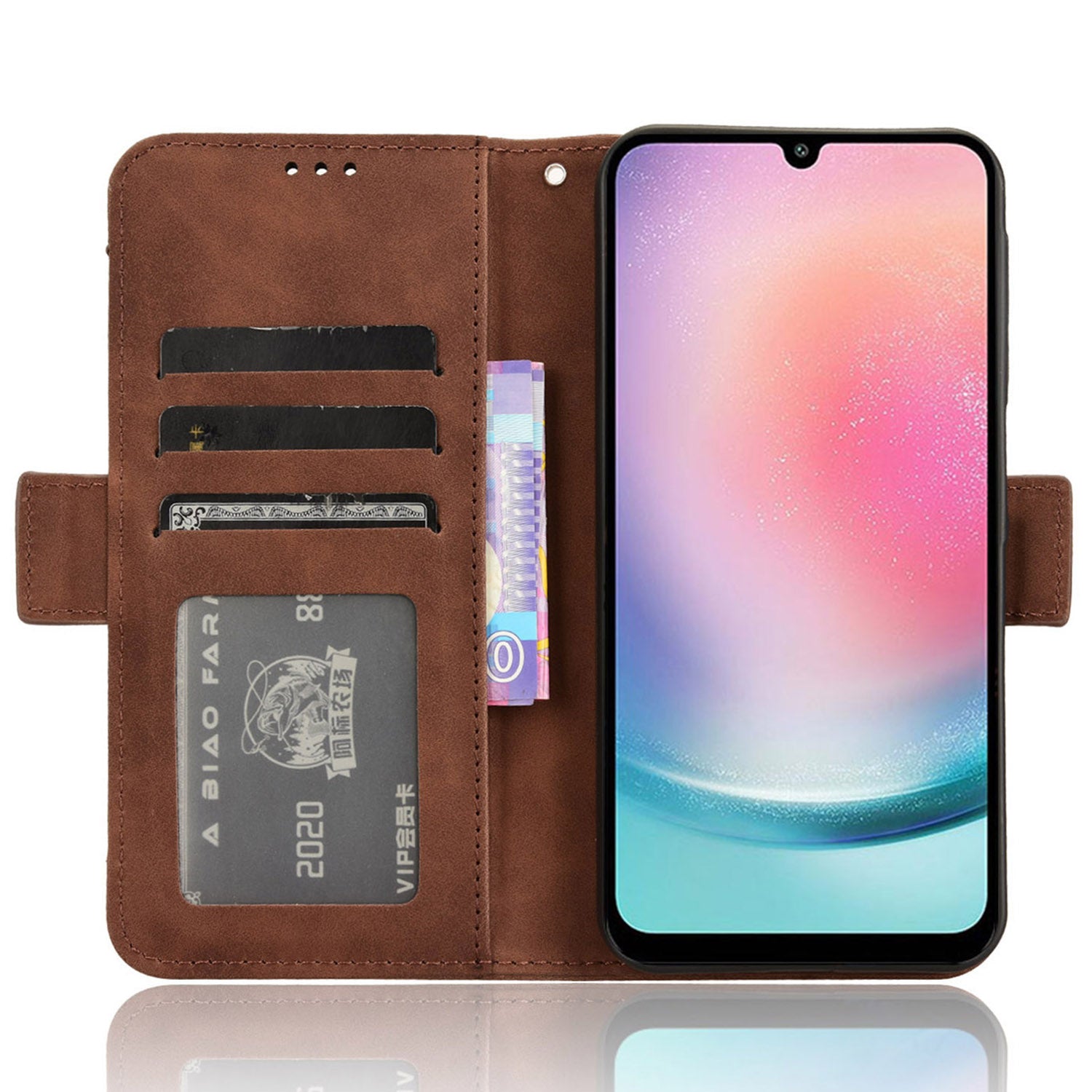 For Samsung Galaxy M55 5G / C55 5G Leather Case Multiple Card Slots Wallet Flip Phone Cover