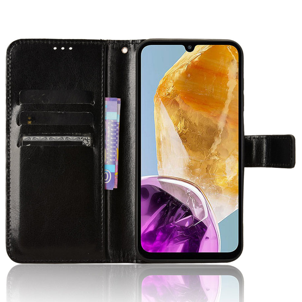 For Samsung Galaxy F15 5G / M15 5G Case Bump Proof PU Leather Crazy Horse Texture Phone Cover