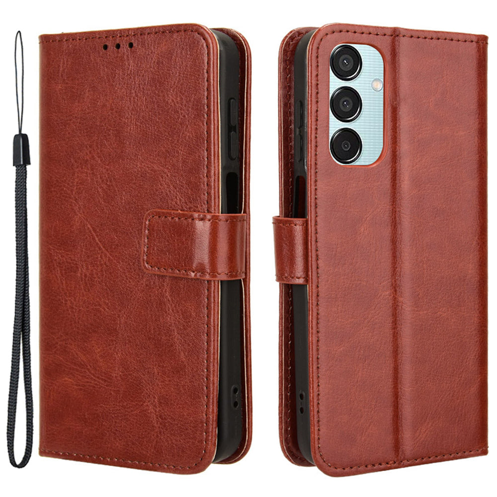 For Samsung Galaxy F15 5G / M15 5G Case Bump Proof PU Leather Crazy Horse Texture Phone Cover