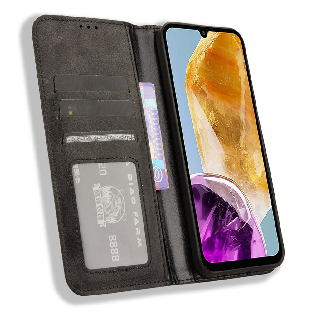For Samsung Galaxy F15 5G / M15 5G Case Vintage PU Leather Folio Phone Cover with Cash / Card Slots