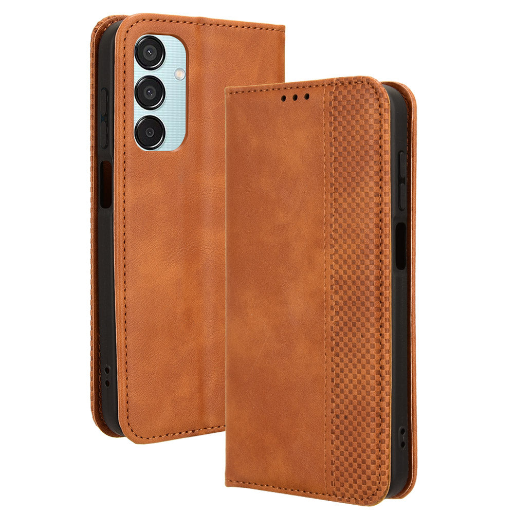 For Samsung Galaxy F15 5G / M15 5G Case Vintage PU Leather Folio Phone Cover with Cash / Card Slots
