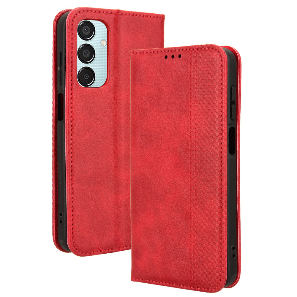 For Samsung Galaxy F15 5G / M15 5G Case Vintage PU Leather Folio Phone Cover with Cash / Card Slots