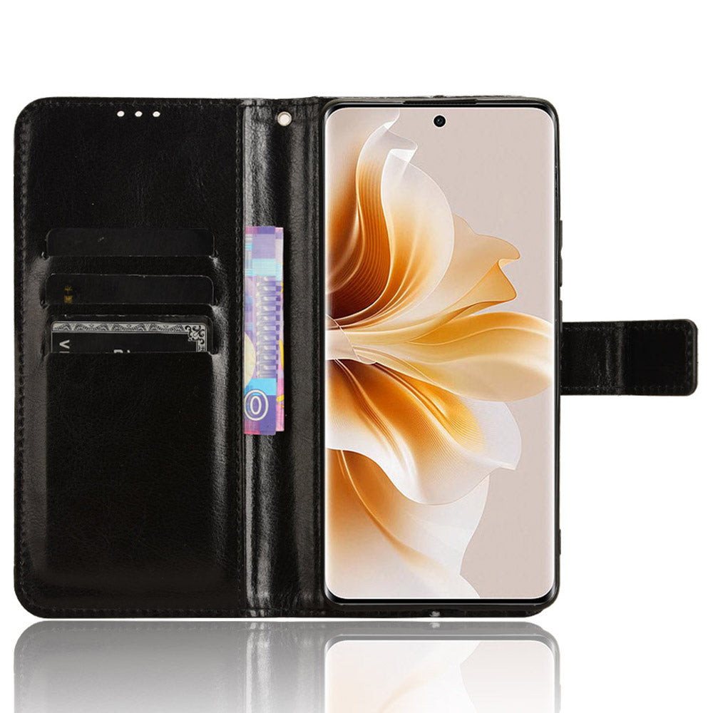 For Oppo A3 Pro 5G Wallet Case Card Slots Leather Phone Cover Crazy Horse Texture