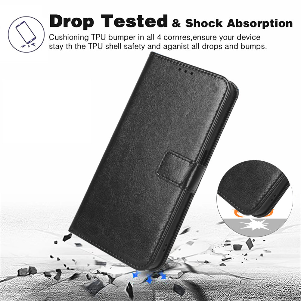 For Oppo A3 Pro 5G Wallet Case Card Slots Leather Phone Cover Crazy Horse Texture