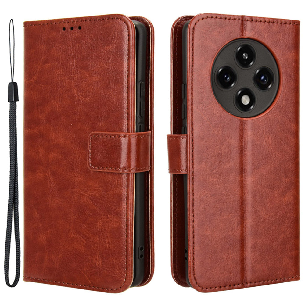 For Oppo A3 Pro 5G Wallet Case Card Slots Leather Phone Cover Crazy Horse Texture