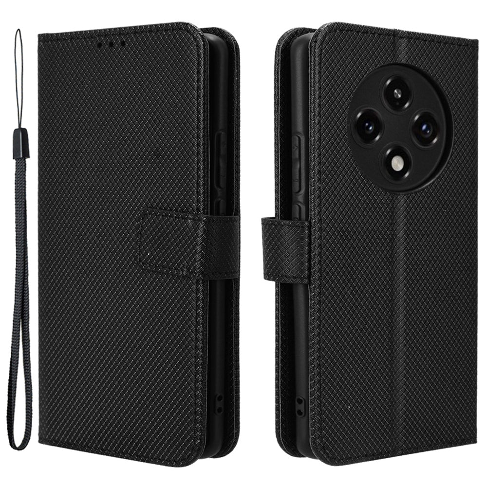For Oppo A3 Pro 5G Case Diamond Texture PU Leather Wallet Phone Cover TPU Inner Shell