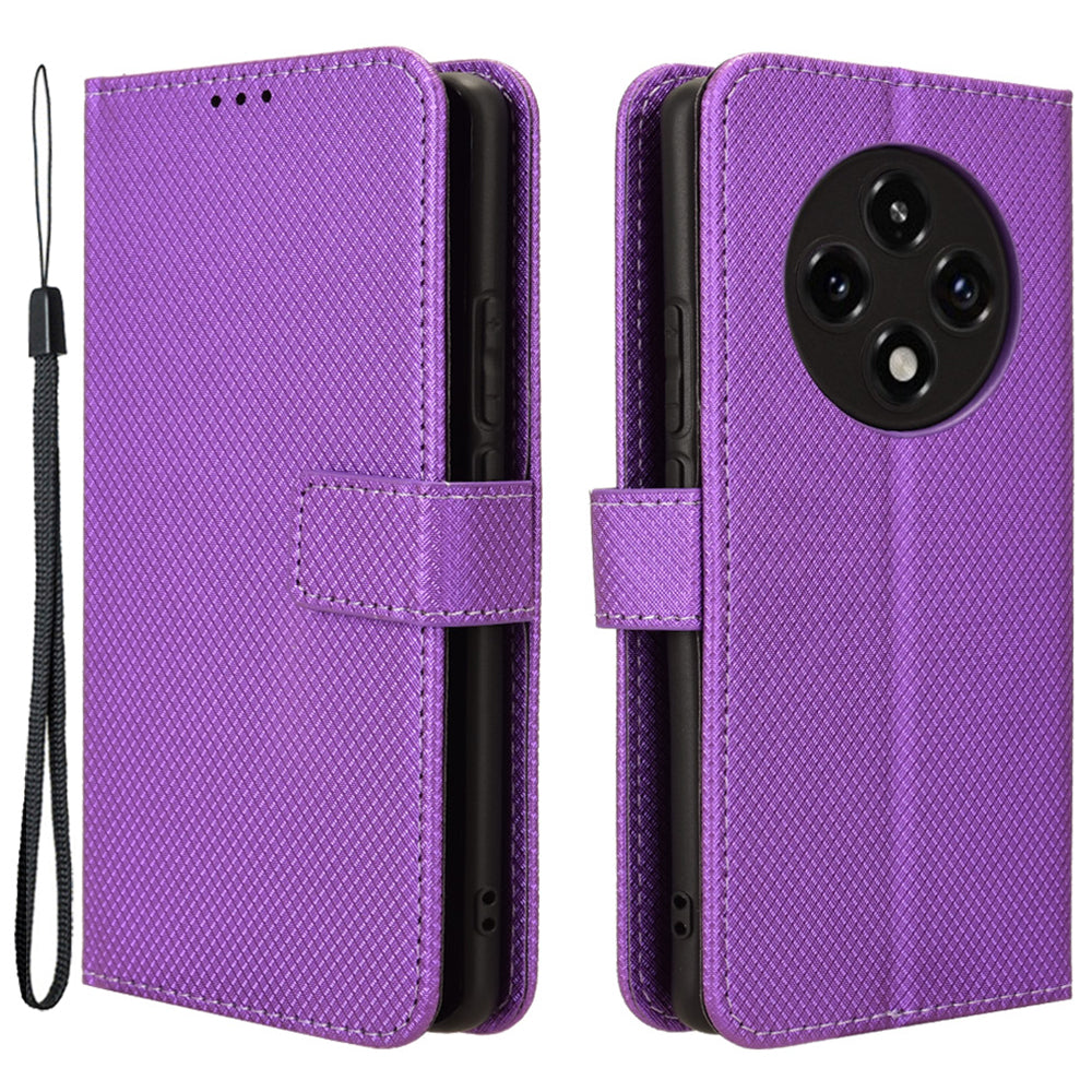 For Oppo A3 Pro 5G Case Diamond Texture PU Leather Wallet Phone Cover TPU Inner Shell