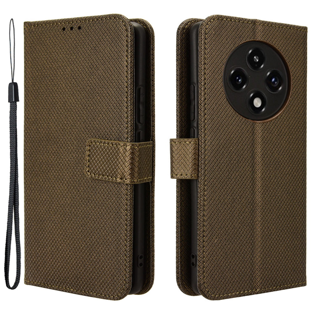 For Oppo A3 Pro 5G Case Diamond Texture PU Leather Wallet Phone Cover TPU Inner Shell