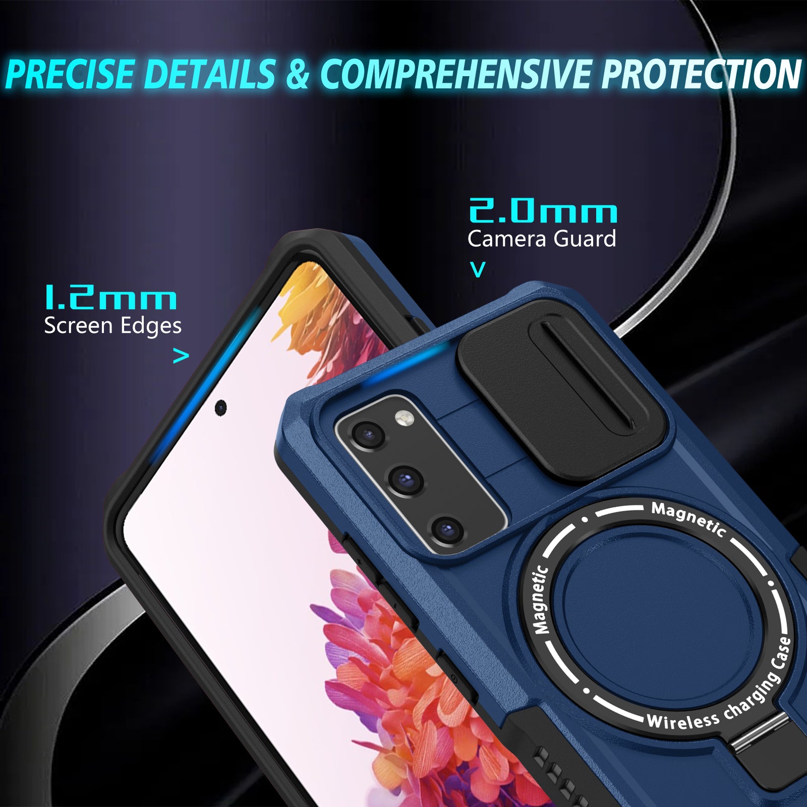 For Samsung Galaxy S20 FE 4G / FE 5G / S20 Lite / S20 FE 2022 Magnetic Case PC+TPU Phone Shell with Slide Camera Lid