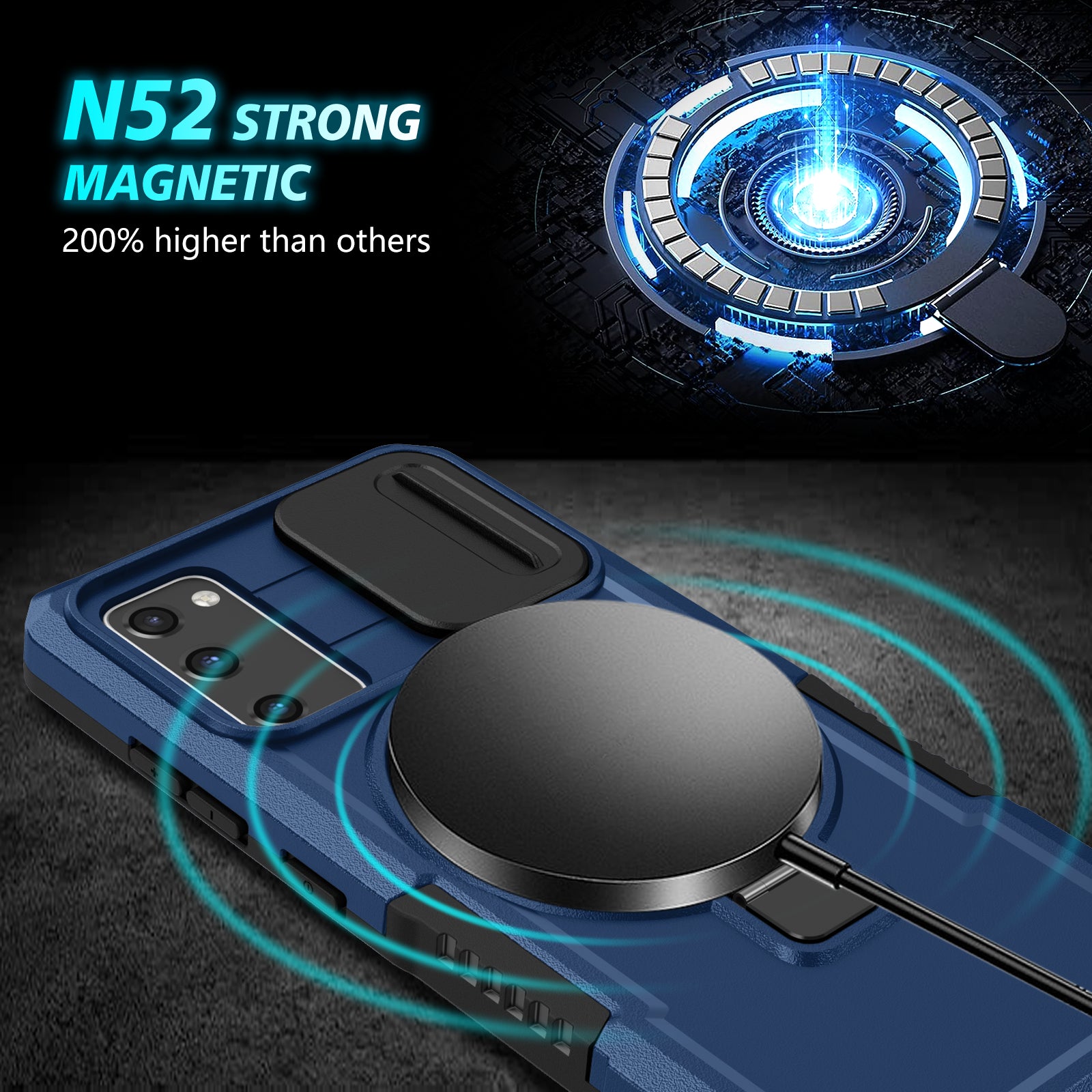 For Samsung Galaxy S20 FE 4G / FE 5G / S20 Lite / S20 FE 2022 Magnetic Case PC+TPU Phone Shell with Slide Camera Lid