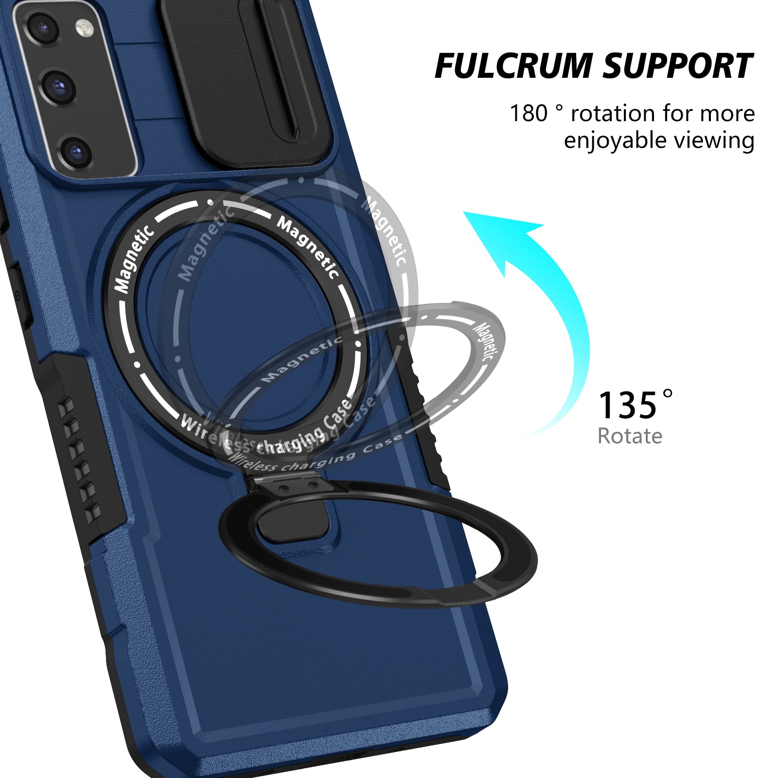 For Samsung Galaxy S20 FE 4G / FE 5G / S20 Lite / S20 FE 2022 Magnetic Case PC+TPU Phone Shell with Slide Camera Lid