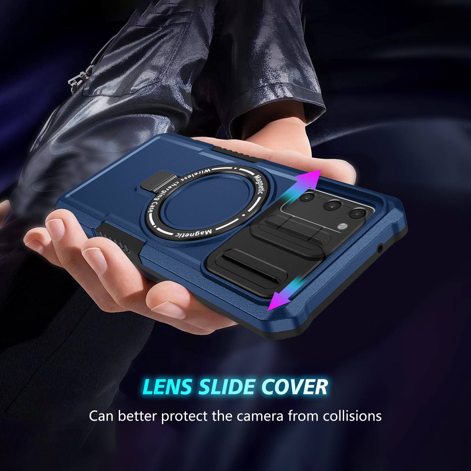 For Samsung Galaxy S20 FE 4G / FE 5G / S20 Lite / S20 FE 2022 Magnetic Case PC+TPU Phone Shell with Slide Camera Lid
